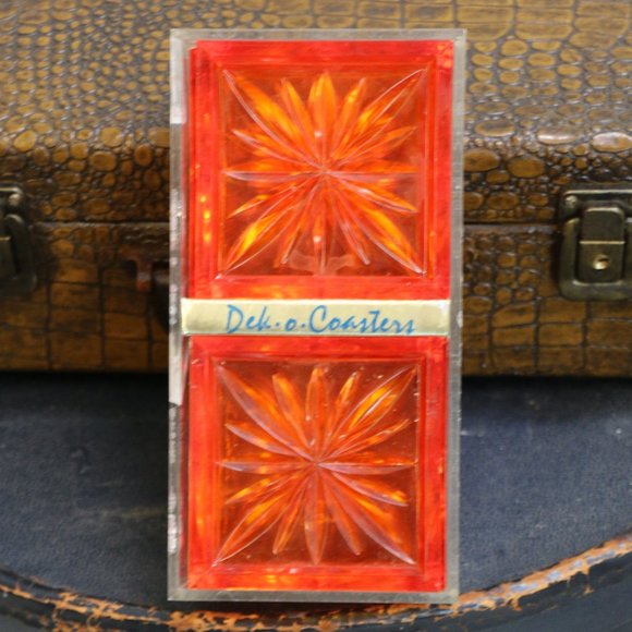 Mid-Century Modern Lucite Starburst Coasters - Picture 1 of 8
